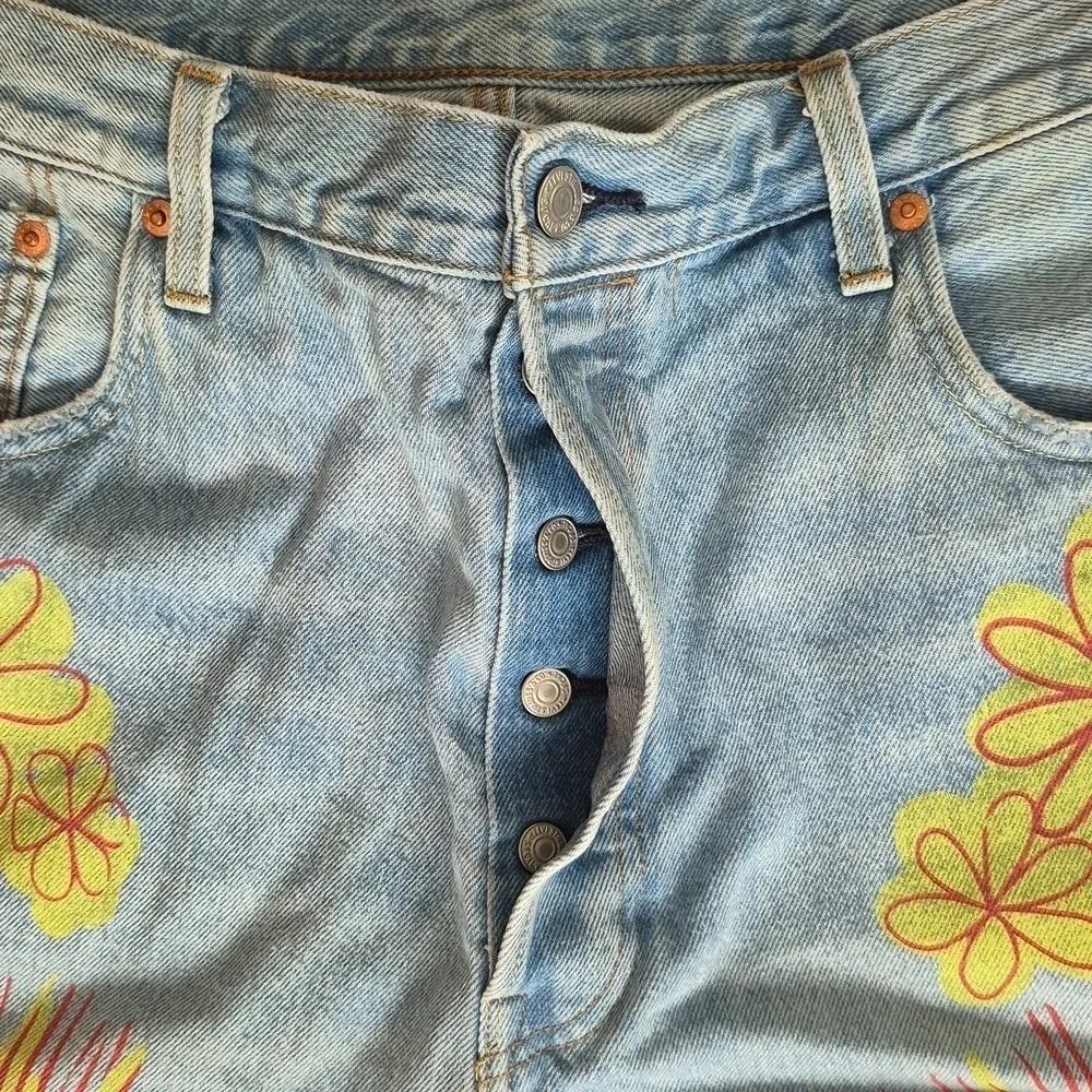 LEVI'S 501 Light Blue Denim '93 Cut-Off Jean Shorts Sz  38 Button Fly